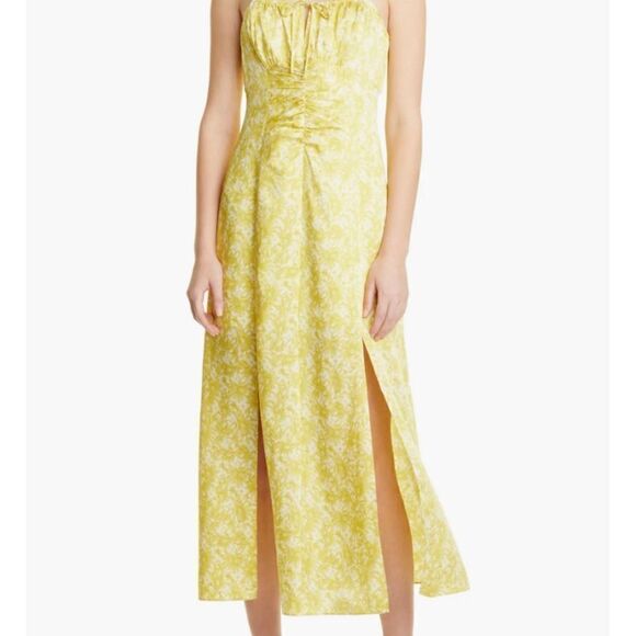 Cinq a Sept Milicent Maxi Yellow Dress Floral Print Size 2 - Picture 3 of 9